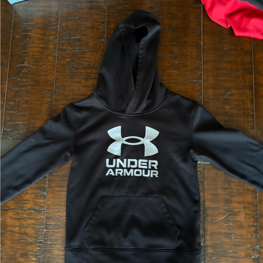 Under Armour Kids Black and Gray Logo Hoodie